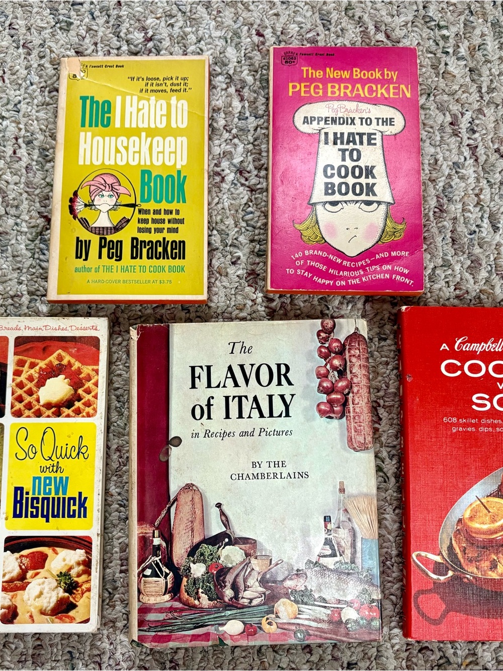 Lot Of 5 Vintage Mid Centruy Cookbooks Housekeeping Italian Campbell Bisquick